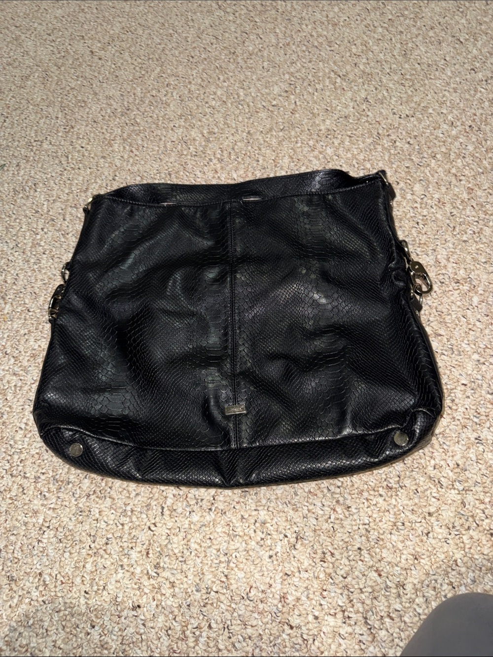 thirty-one Black Textured Shoulder Bag with Silver Hardware